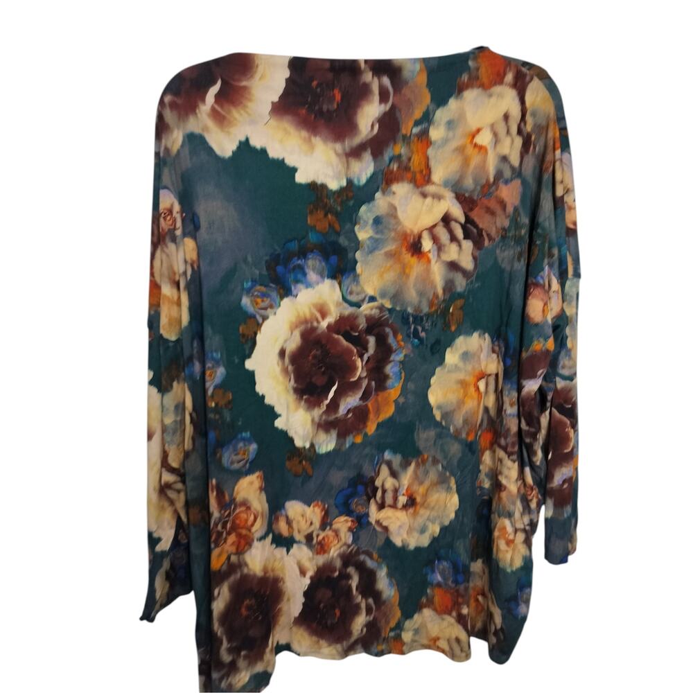 5397)Bryn Walker L Fiori Lagenlook Watercolor Floral Print Jersey Gabo Tunic - Picture 2 of 10